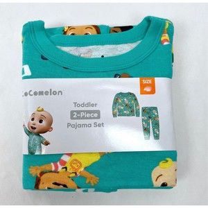 New CoComelon Green White 2pc Pajama PJ Set Long Sleeve Pants 12m